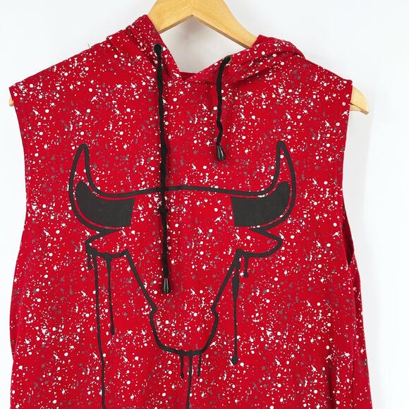Bare Fox Chicago Bulls Logo Hooded Tank Top Medium Streetwear Paint Splatter NBA - Picture 2 of 9